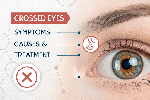 crossed eyes (strabismus) showing misalignment and vision problems
